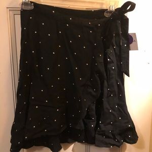 Black Polka Dot Wrap Skirt
